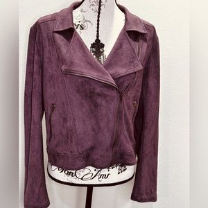 Eden Sky Plum Moleskin Moto Style Jacket